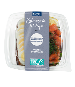 Lerøy kylmäsavulohileipä muovirasiassa