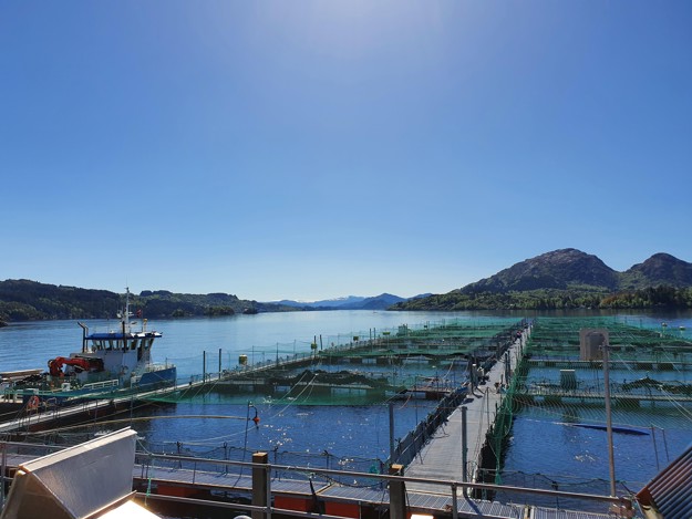 The fish farming facility Stolane on a sunny day