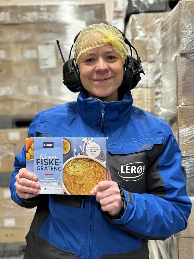 Astrid poses proudly with the new fish gratin. 