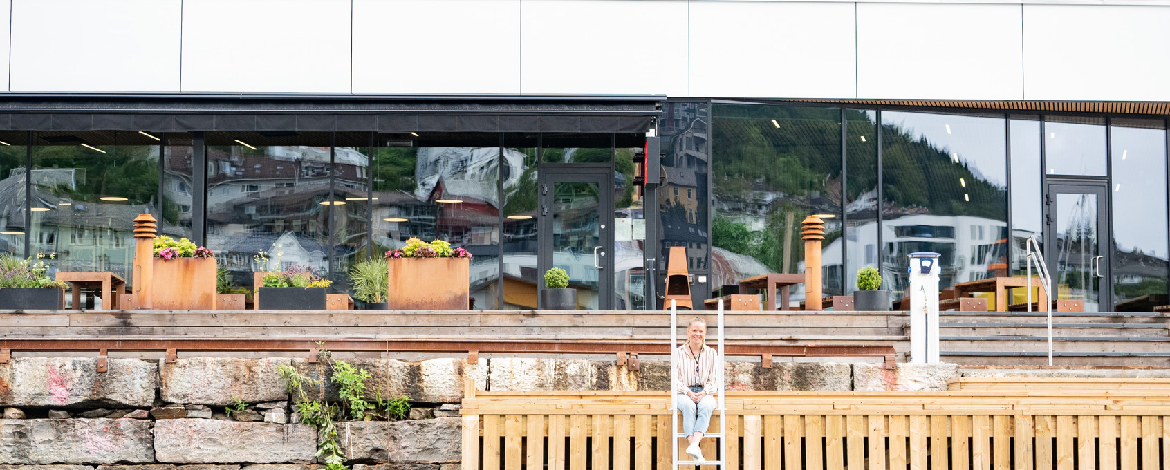 Astri outside the head office in Bergen