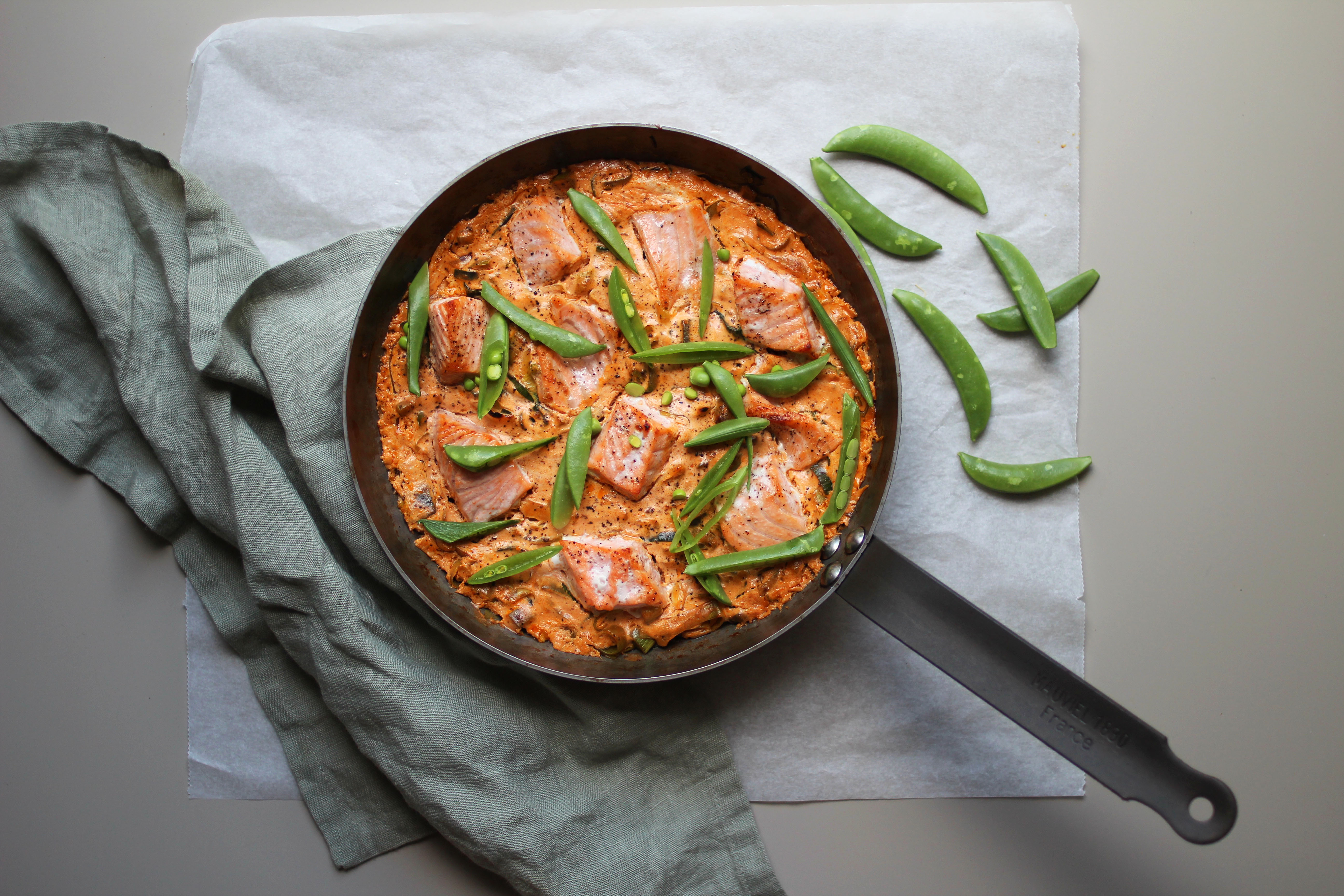 Laks i form med pesto og rømme