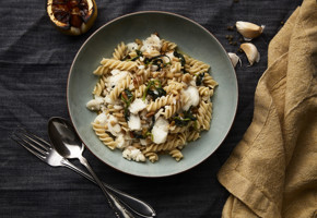 Pasta med torsk, sitron og basilikum