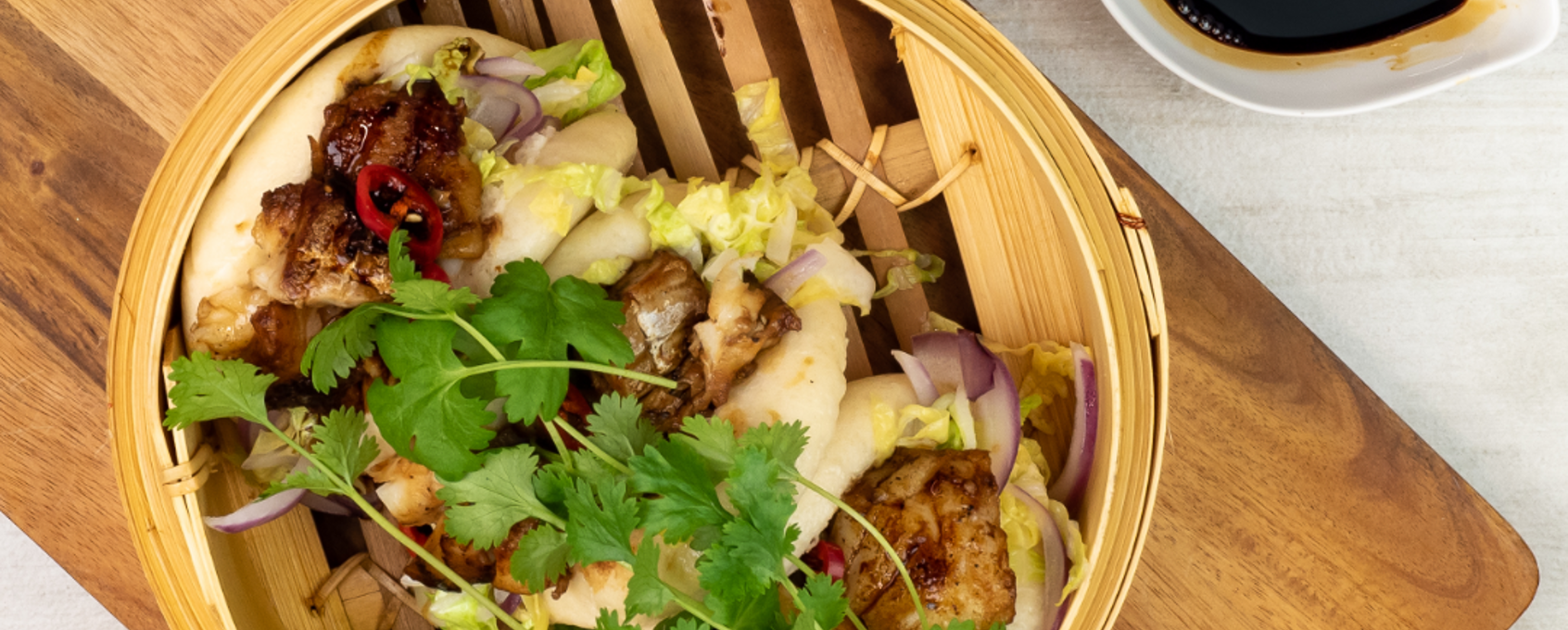 Steam buns med torsk og teriyakisaus